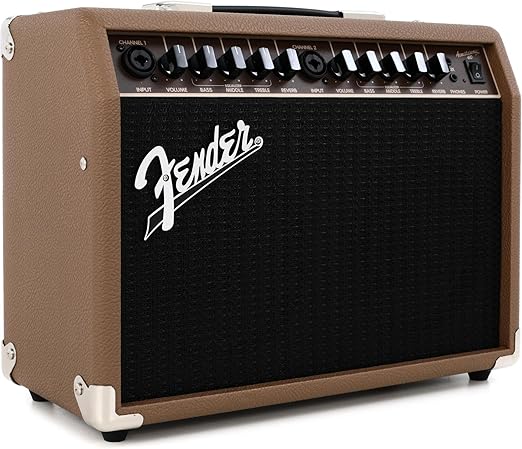 Fender Acoustasonic Guitar Amp for Acoustic Guitar, 40 Watts, with 2-Year Warranty 2x6.5 Inch Speakers, Chorus Effect, Dual Front-panel Inputs, 9.8Dx17.6Wx15.5H Inches, Brown/Wheat