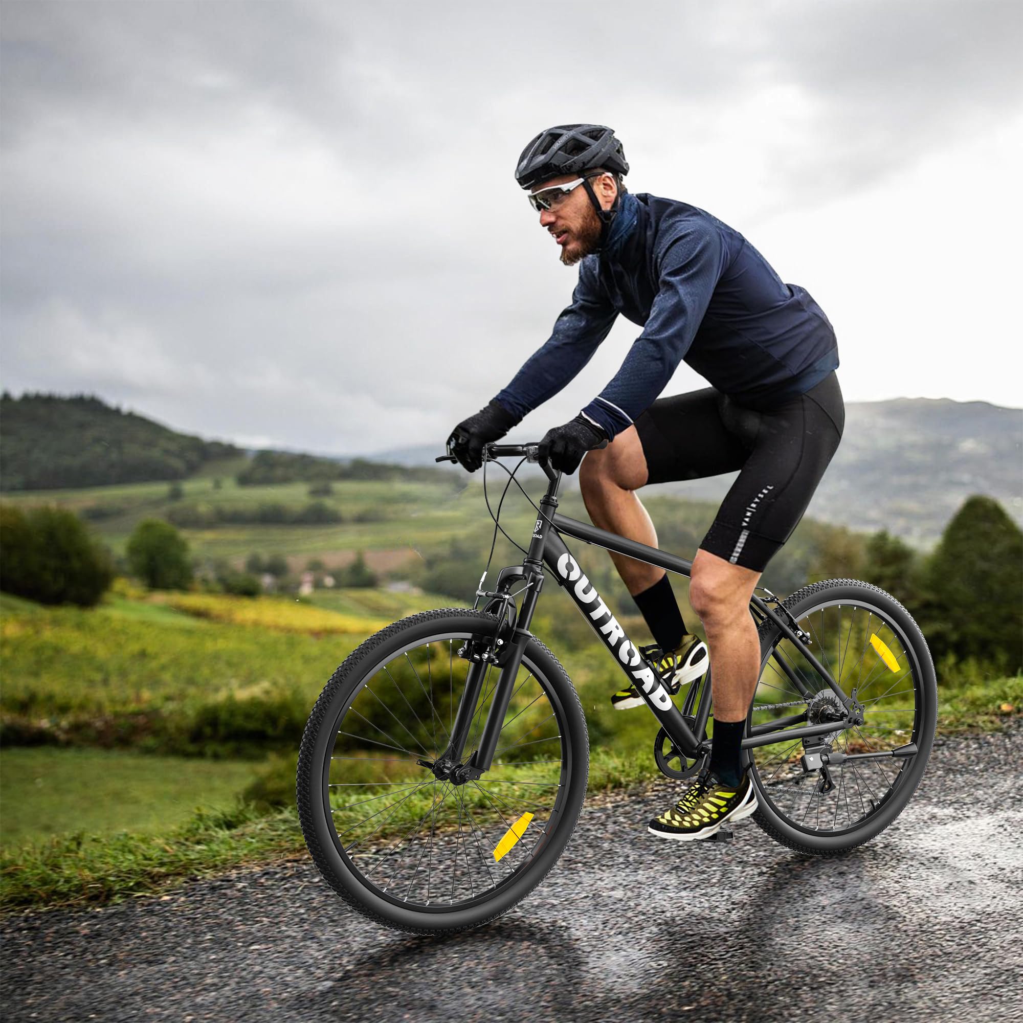 Hardtail Mountian Bikes with 7/21 Speeds Drivetrain, 26 Inch Wheel Mountian Bicycles with Front Suspension, Widened Frame Commuting Bikes with V/Dual Disc Brake