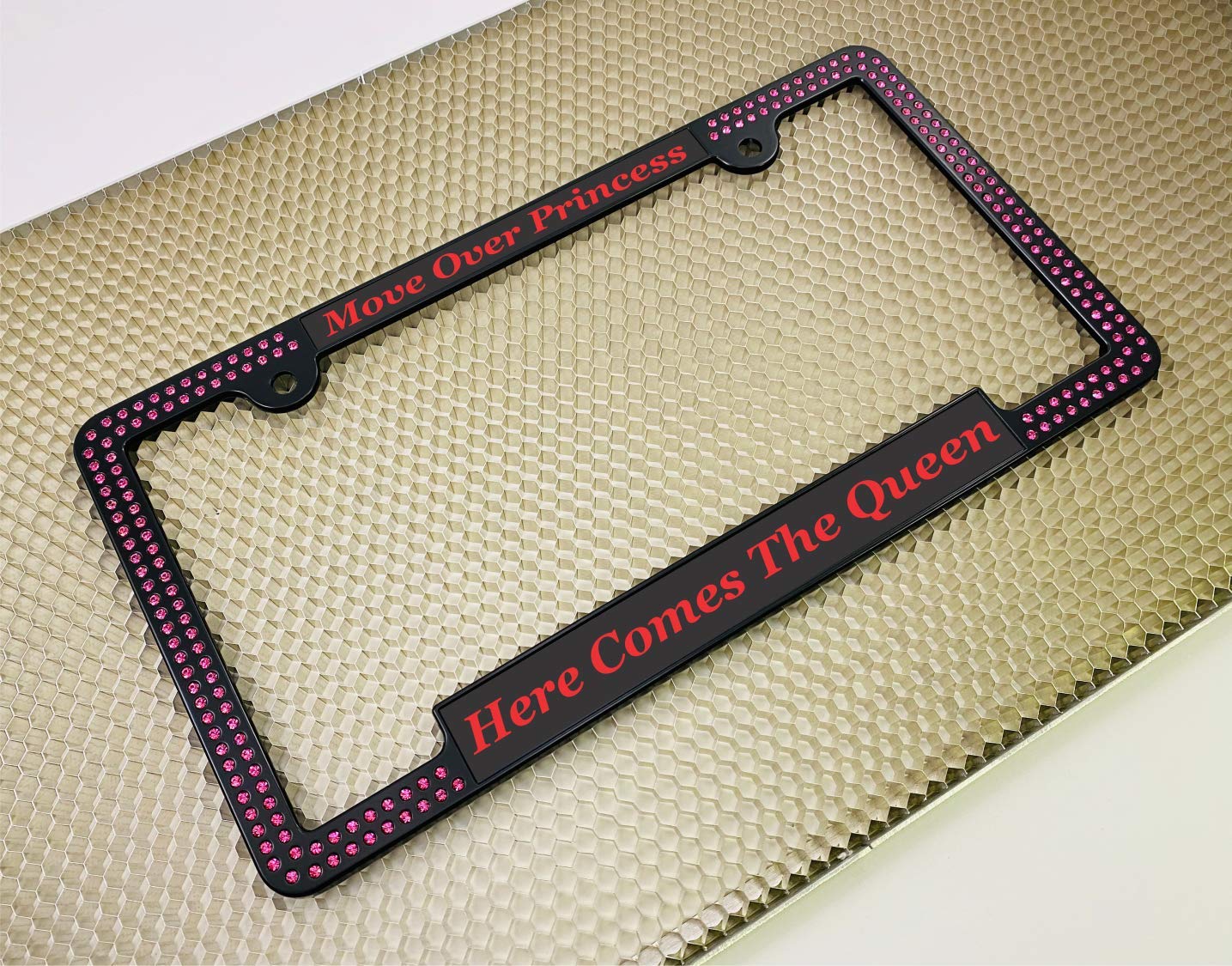 Crystals - Custom Personalized Black Metal Car License Plate Frame with Pink Cr - Picture 95 of 132
