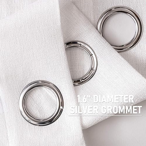 Miniatura 9 de MIULEE 4 paneles de cortinas traslúcidas de lino de 84 pulgadas, elegantes cortinas blancas sólidas con ojales en la parte superior, paneles de gasa