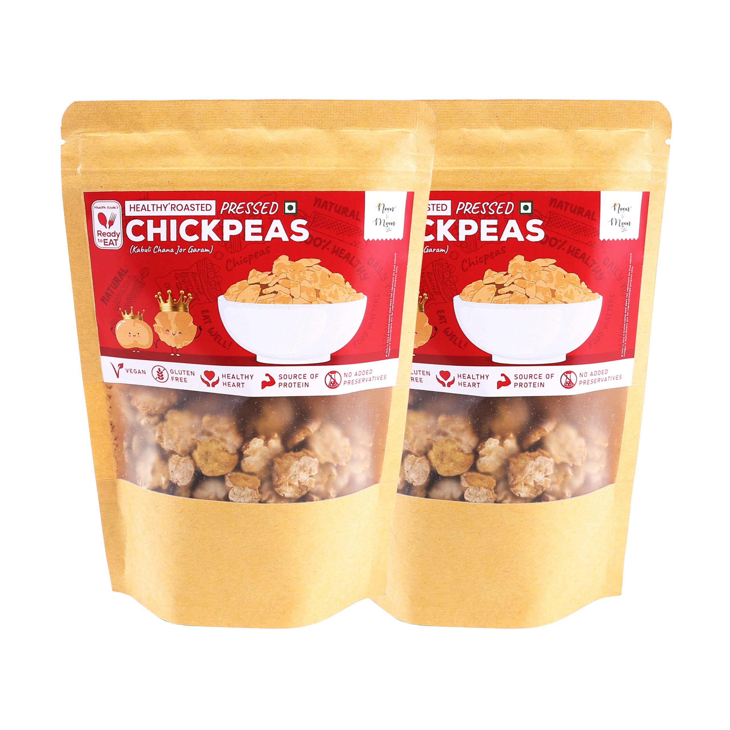Noon to Moon Healthy Roasted Pressed Chickpeas | Kabuli Chana Jor Garam to Satisfy your Hunger without Guilt | Beaten Chana | Namkeen | No Added Preservative (Pack of 2) (150 grams x 2) (B09ZRMJYVX) Amazon Price History, Amazon Price Tracker