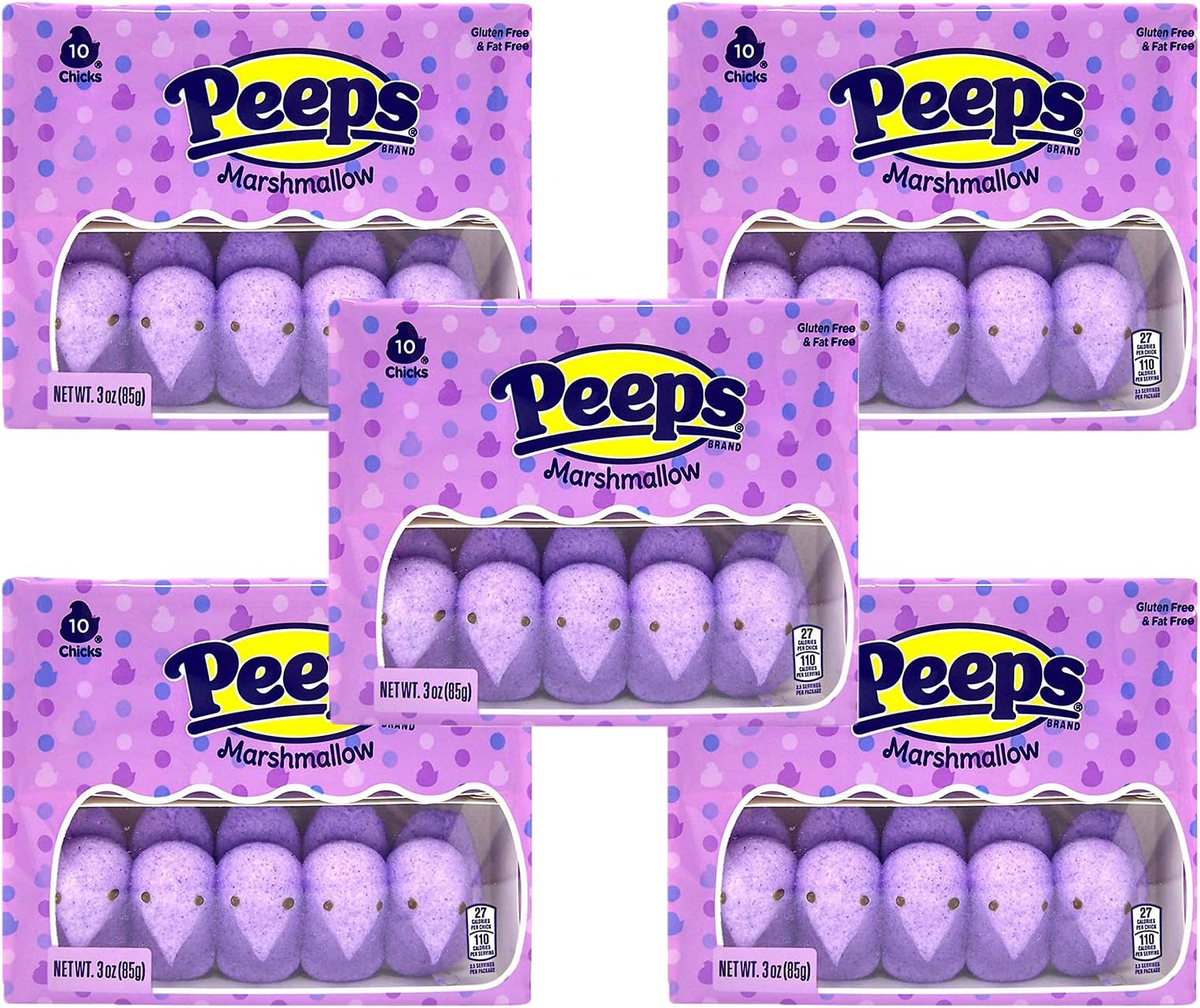 Easter Peeps Marshmallow Purple Chicks, Basket Stuffers, 5 Pack, 50 Total Pieces