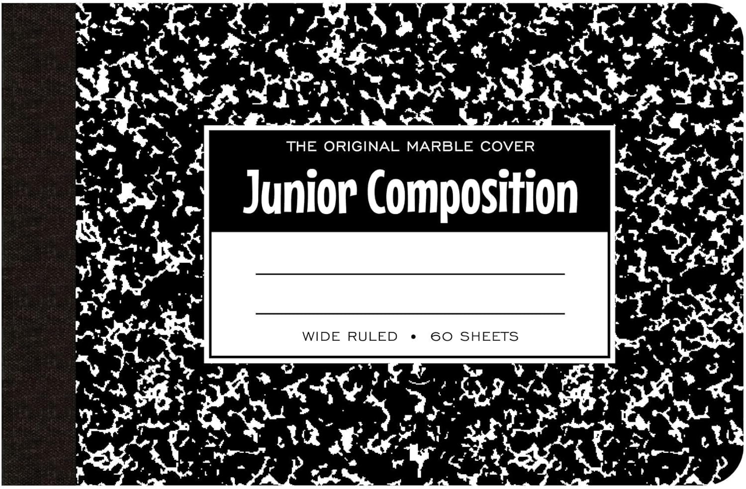 Roaring Spring Junior Marble Composition Books, Case of 48, Specially Sized 4.875"x7.5" for Smaller Users, 60 Sheets 15# White Wide Ruled Paper, Hard Board Black Marble Covers