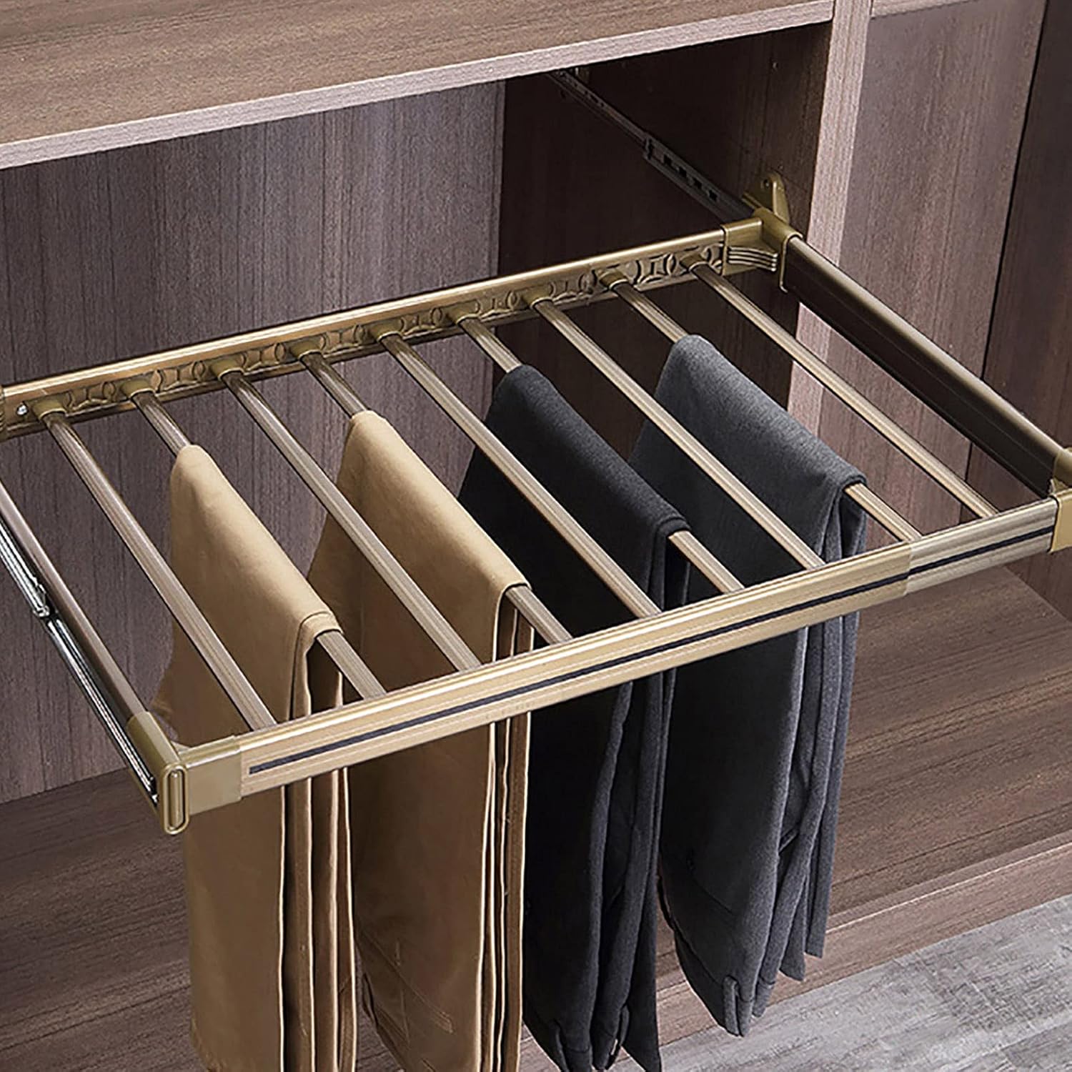 Closet Pants Hanger Bar,Extendable Pants Holder,Clothes Organizers for Closet,for Space Saving and Storage,with 10 Poles