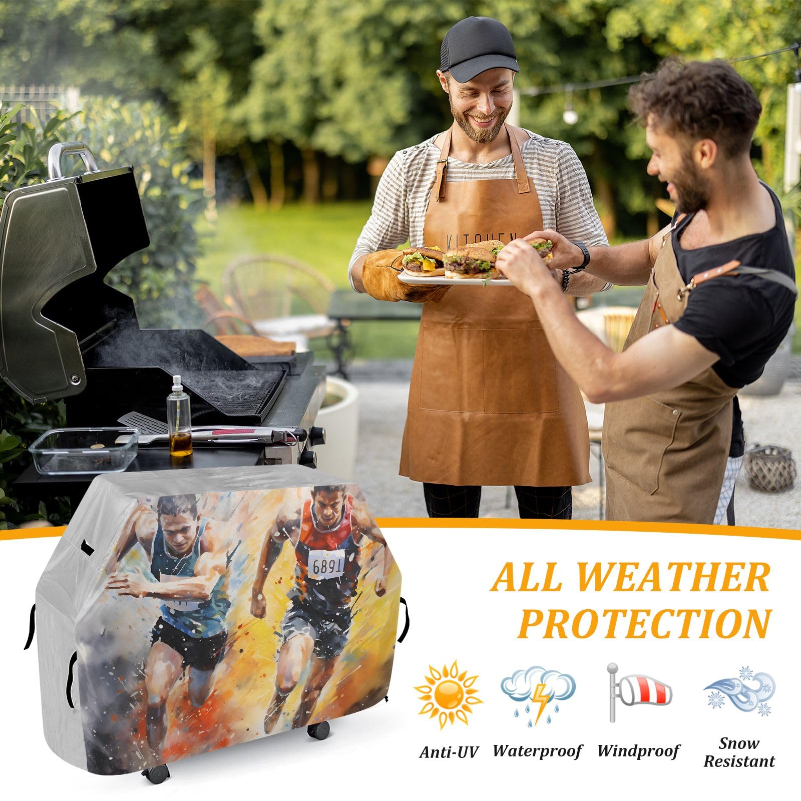 Copertura per barbecue da corsa per maratona, impermeabile, resistente, per esterni