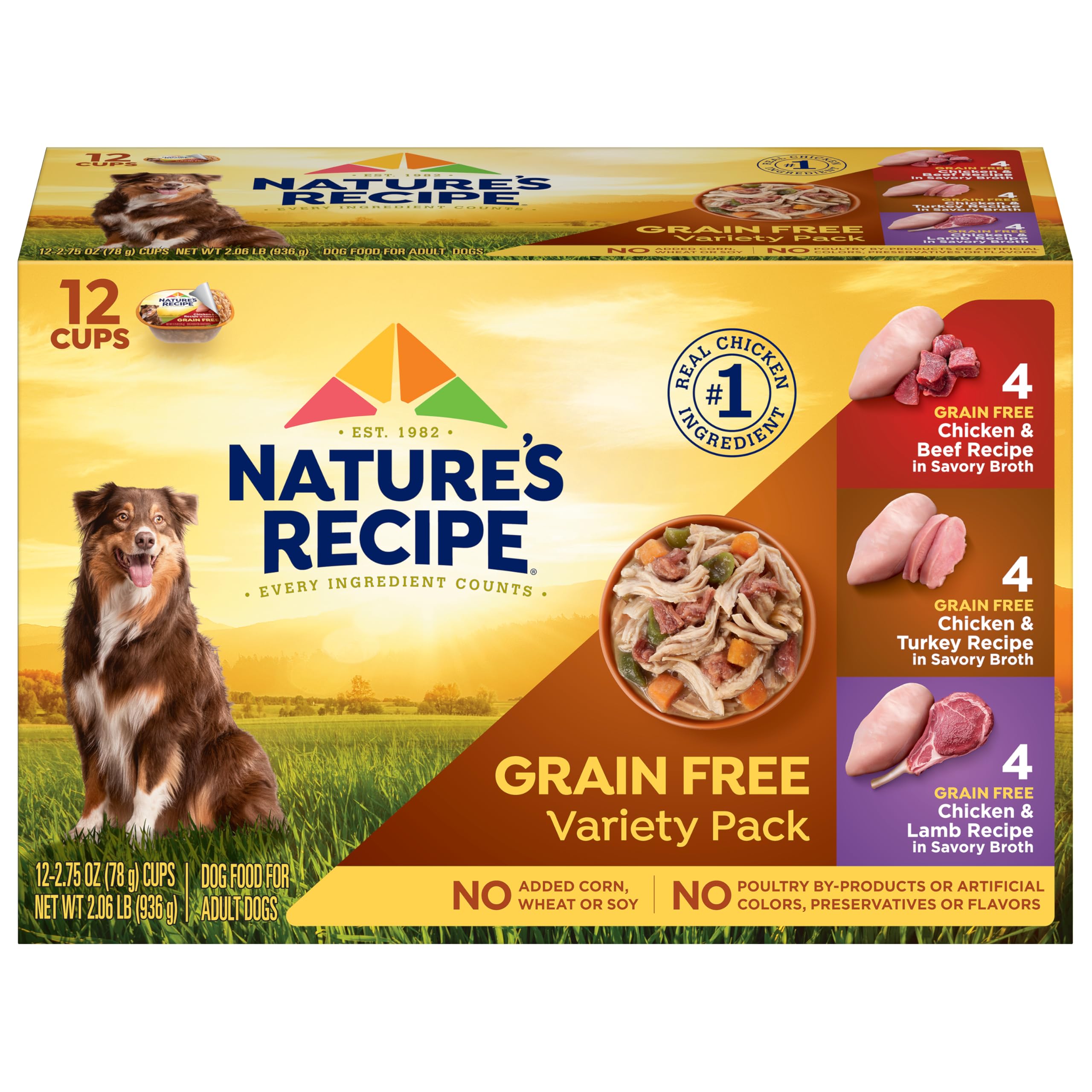 Nature's RecipePrime Blends Wet Dog Food, Variety Pack Recipe, 2.75 Ounce Cup (Pack of 24), Grain Free