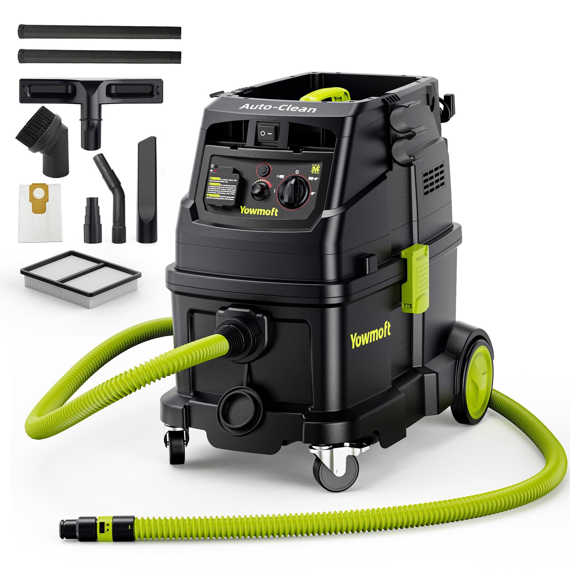 Extractor de polvo clase M para carpintería con luz indicadora de polvo y limpieza automática Hepa y polvo, aspiradora extractora de polvo de 10 galones con flujo de aire de 150 CFM y conector de