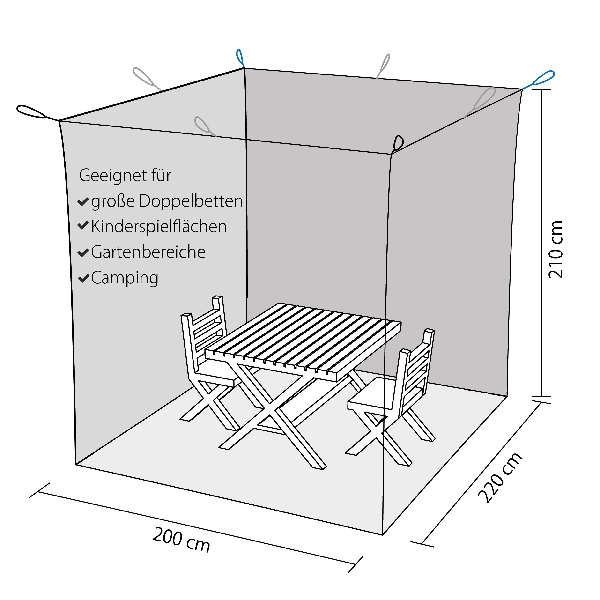 Outdoro Moskitonetz Kastenform inklusive Klebehaken für Reise und Zuhause - extra-groß für Doppelbett & Einzelbett