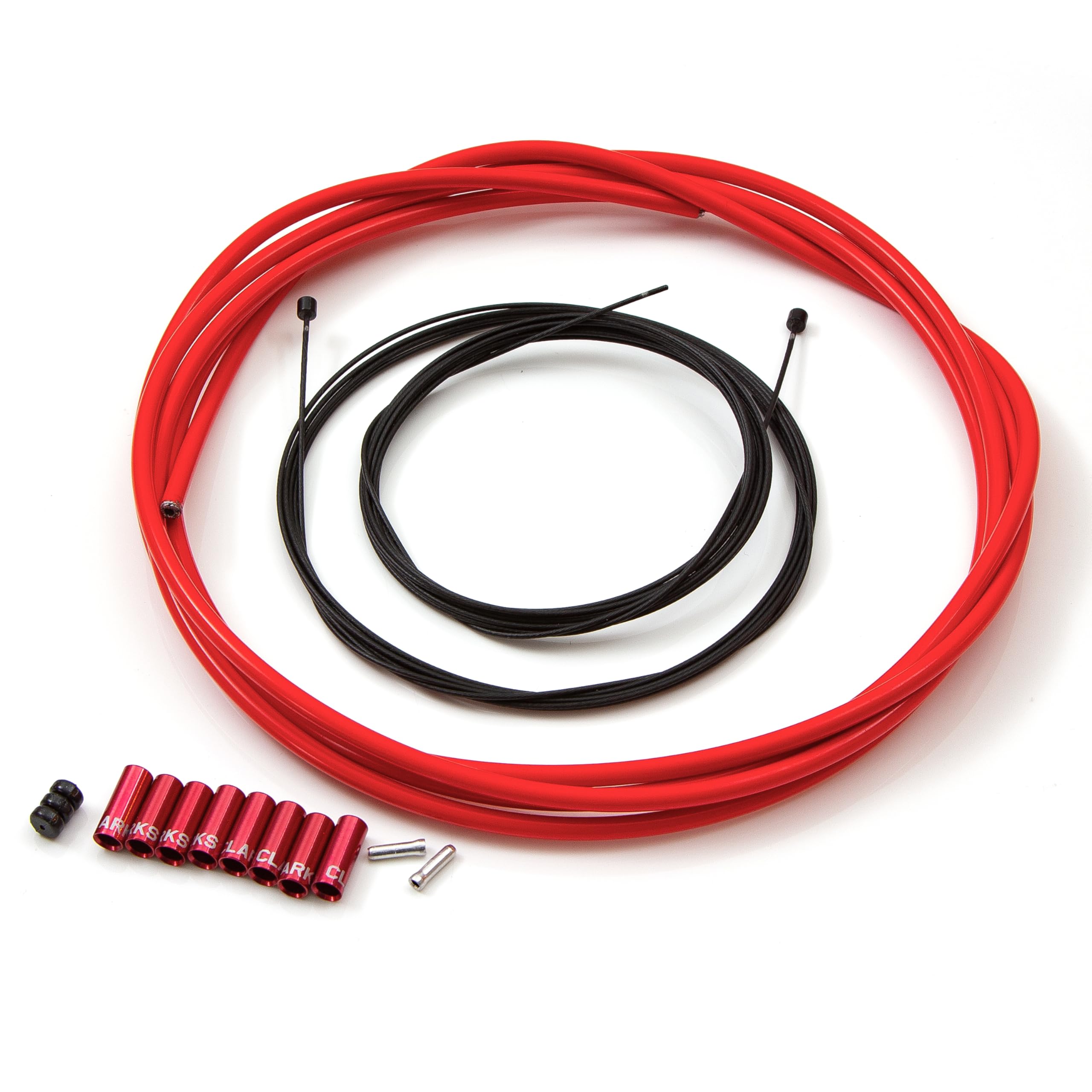 Clarks Cycle Systems Universal Lightweight Alloy Gear Cable Kit, Front & Rear, Red