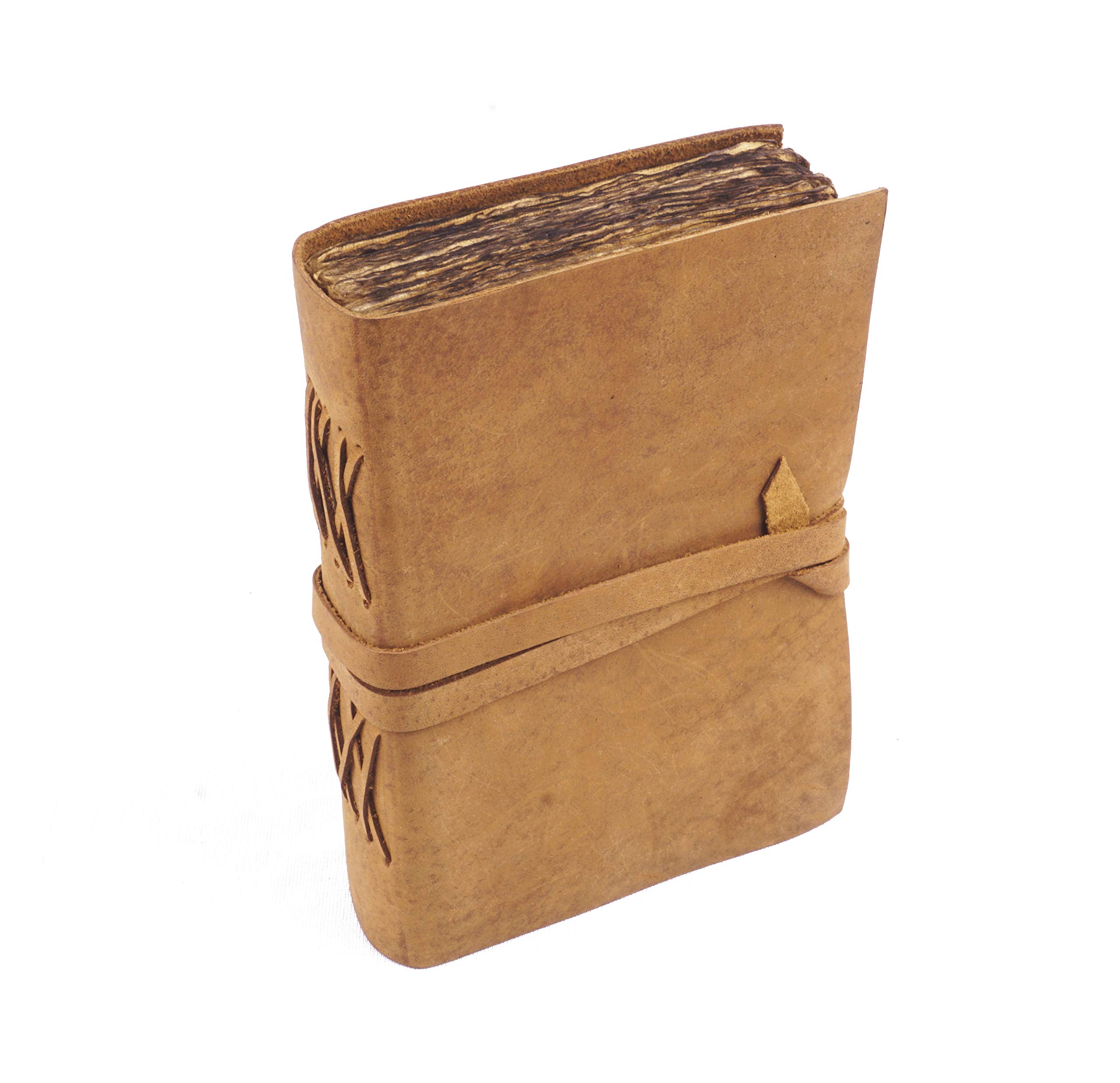 Craftezo Vintage Leather Journal - Antique Leather Bound Journal Writing Notebook Sketchbook - Journal Deckle Edges Paper | Old looking Journal (7.5x5.5 Inches) - Image 2