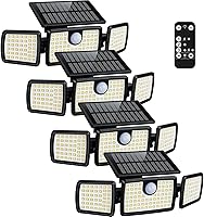 MIHANI Solar Motion Deck Lights Outdoor 4-Pack: 2500LM Bright, Tempered Glass Panel, 180° PIR Sensor, Waterproof IP65