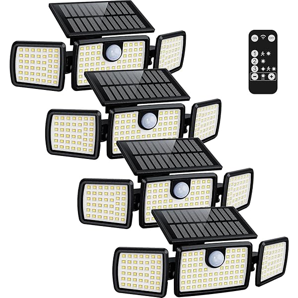MIHANI Solar Lights Outdoor, Quick Charge Solar Motion Deck Lights Outdoor for Deck with High Brightness, Larger Built-in Tempered Glass Panel, Sensitive PIR Motion Inductor (Remote,4 Pack)