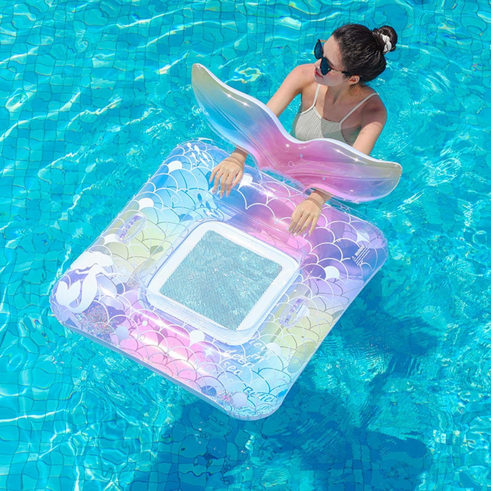 Sedia gonfiabile da piscina, con schienale, per bambini, adulti, acqua, nuoto, lago, fiume, feste, all'aperto, viaggi estivi, in PVC, 95 x 85 cm