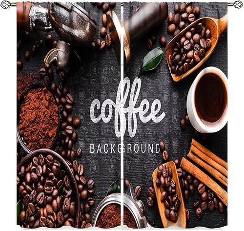 Vista 21 de Cortinas de café y cocina, molinillo de café de arte retro para restaurante, cafetería, sala de estar, decoración de sala de estar, bolsillo