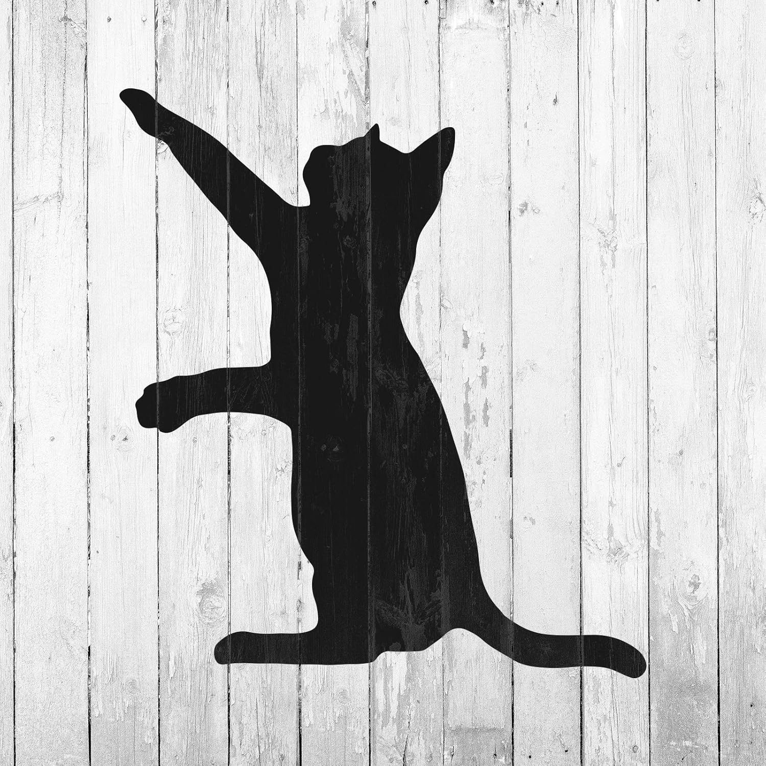 Cat Stencil Art - Cat Scratching, Silhouette