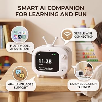 POCREATION AI Voice Robot Companion, Smart Assistant with 60+ Languages, Kids Education and Home Office Use