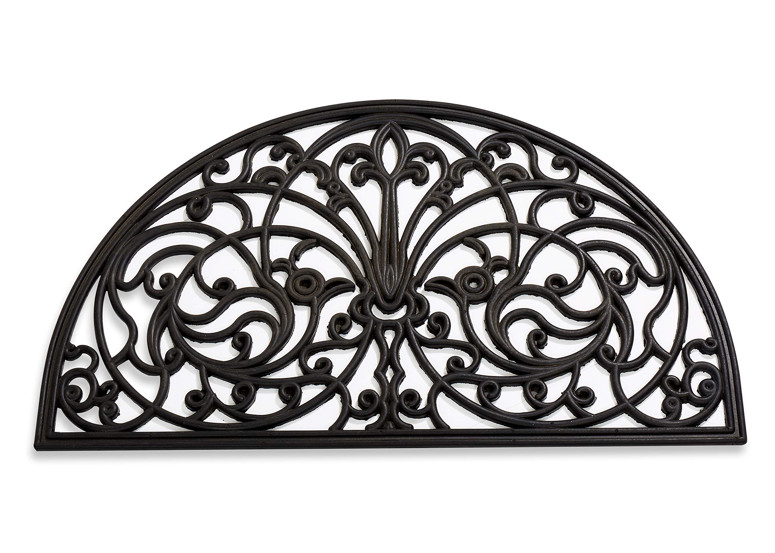 KEMPF Half Moon Shaped Rubber Scroll Doormat, 18 By 30 By 0.5-Inch, Black, 46 x 76 cm (Half Moon) - Image 3