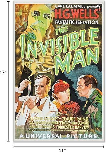Miniatura 2 de Póster de película vintage The Invisible Man, juego de 1 (11 x 17 pulgadas)
