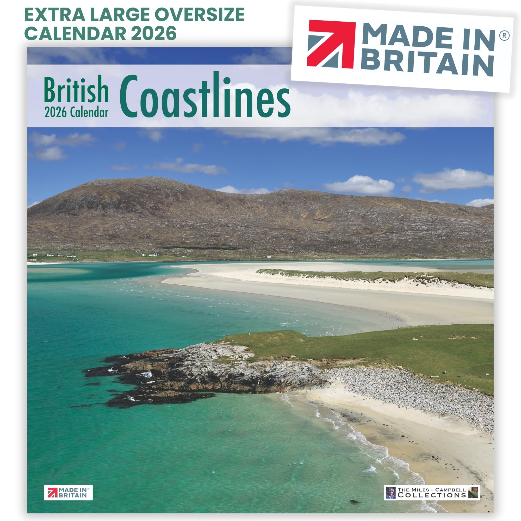 ALLTRADE Calendar 2026 British Coastlines Gift UK Holidays MADE IN BRITAIN® Photos by ARCHIE MILES & LAURIE CAMPBELL Coastal 2026 Calendar Monthly Planner Organiser Larger than A3 — image 1