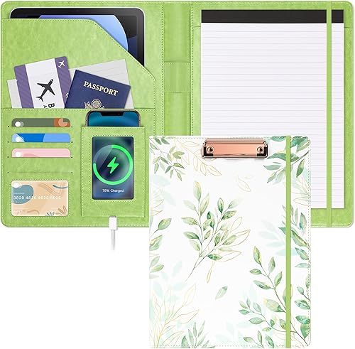 Vista 88 de Ospelelf Folio portapapeles con bloc de notas y bolsillo de cuero para almacenamiento de portapapeles para mujeres Tarotcards negras