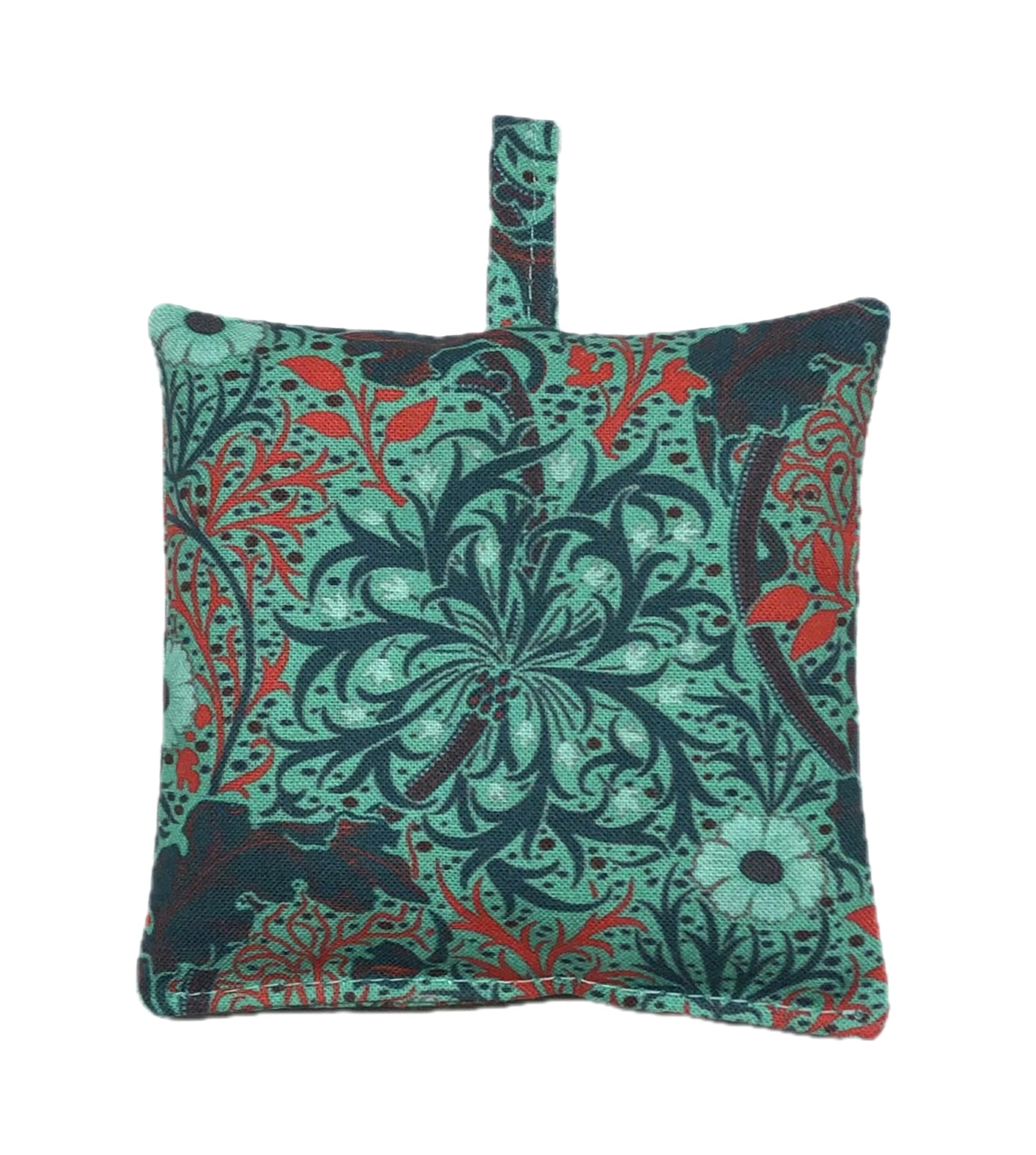 Lavender Sachet – William Morris Inspired Seaweed, French Lavender, Drawer & Wardrobe Freshener, Handmade in UK, 100% Cotton Gift – Redd & Goud (Aqua)