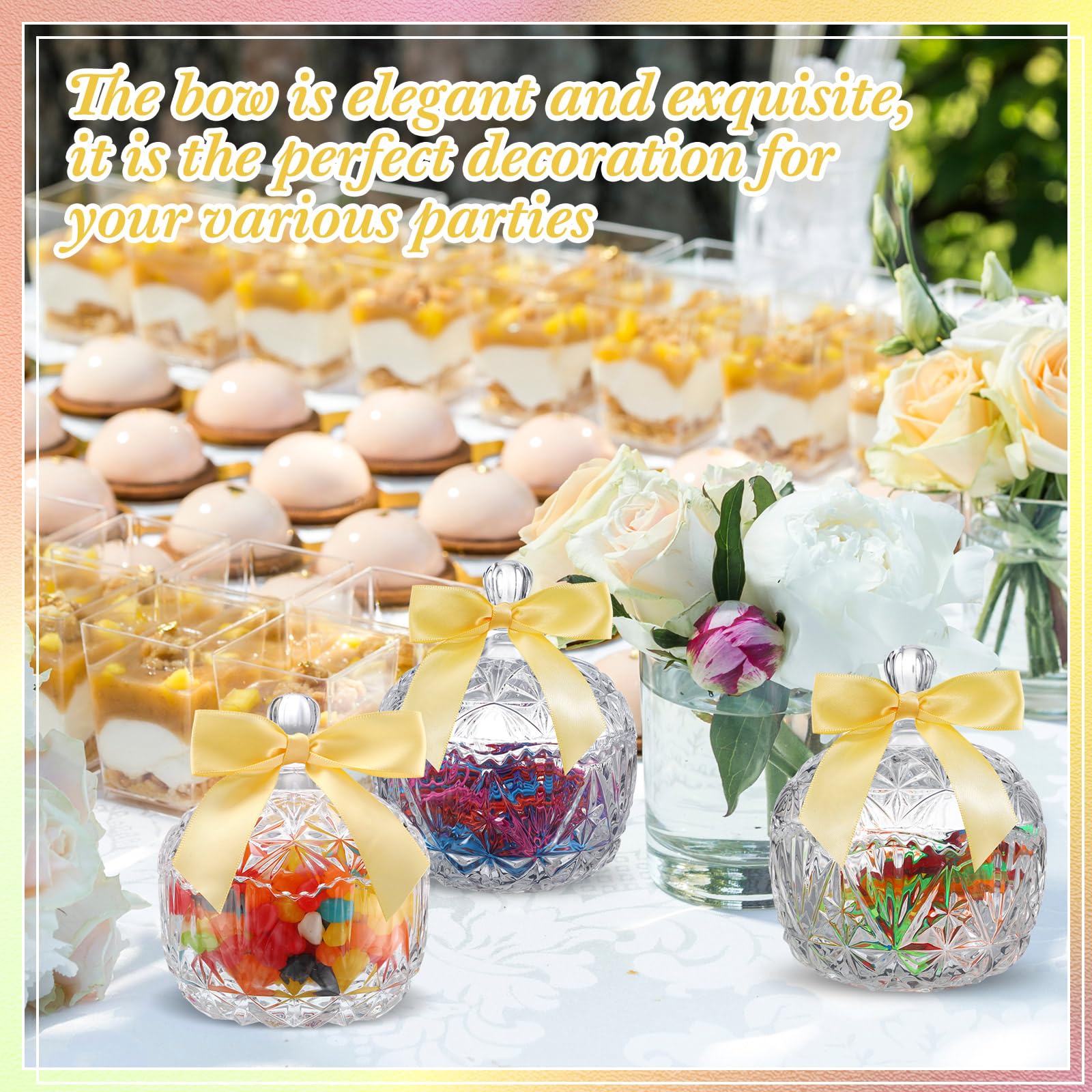 Mimorou 8-Piece Glass Candy Jars With Lids & Bows - Crystal Snack - View #5