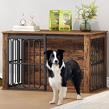 HEXCELEN Hundek fig-M bel aus Holz 100 cm Hundebox f r Zuhause Hundek fig mit 2 T ren Schiebet ren f r Kleine Mittlere Hunde Robuster Beistelltisch 100 x 60 x 624 cm Braun