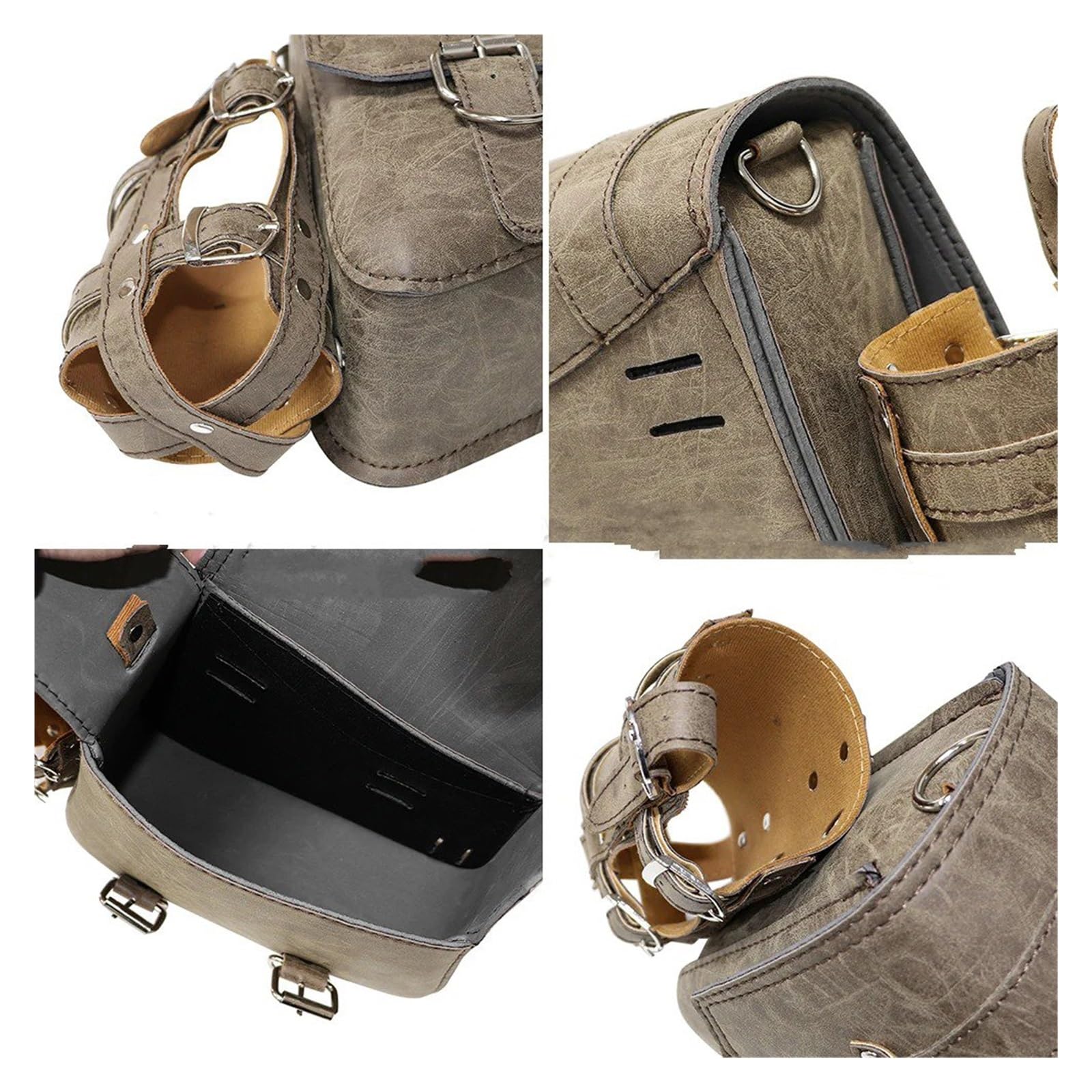 Borse Sella Per Moto Pelle PU Retrò Custodia Per Bagagli Laterali Valigia Per Serbatoio Impermeabile Borse Da Sella Per Moto(B)