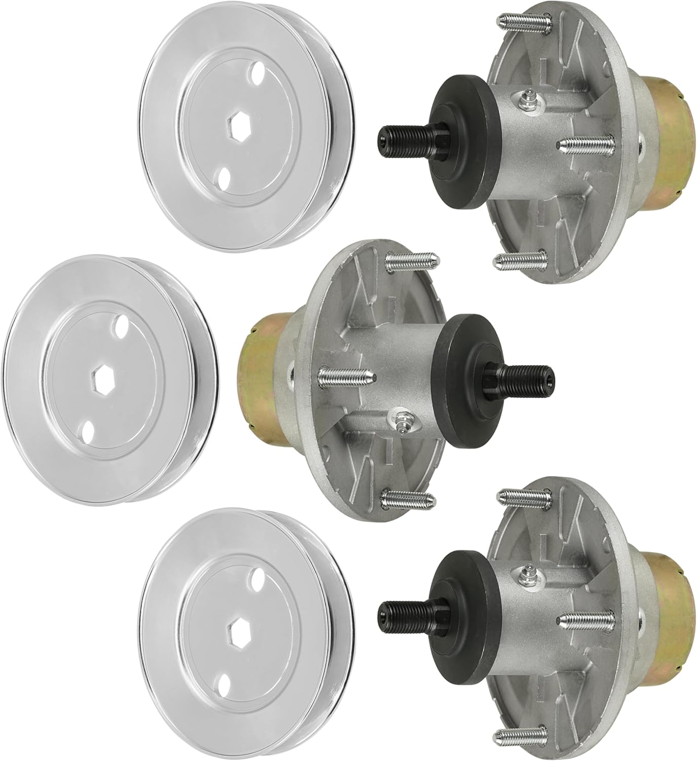 Caltric 48" 54" Deck Spindle with Pulley Compatible with John Deere X380 X384 X390 X394 X570 / Z515 Z525 Z530 Z535 ZTrak / 322 330 332 425 445 455 48" 54" 60"