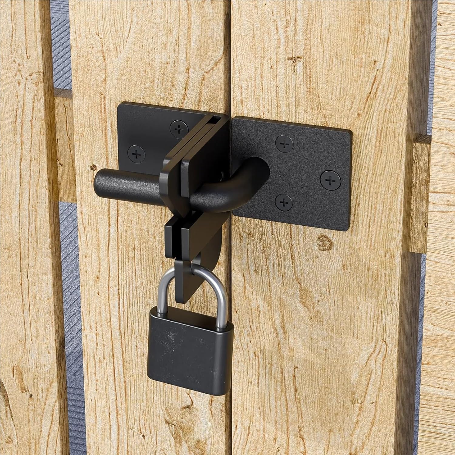 Flip Gate Latch Lock with Padlock Hole 2pcs Automatic Gate Latch for Wood Fence Self Locking Heavy Duty Outdoor Lock Flip Gate Latch Lock with Padlock Hole