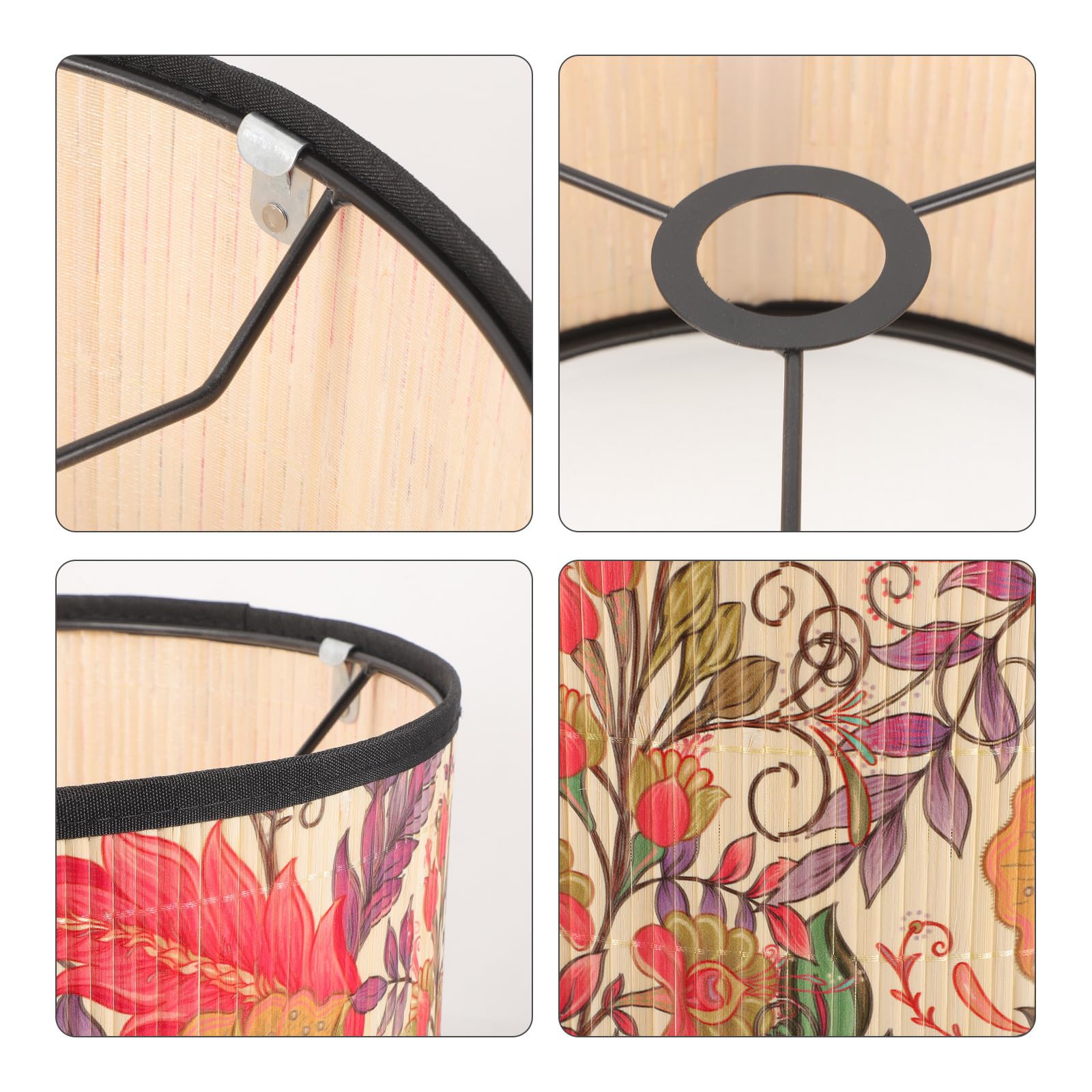 VICASKY Paralume in Bambù Motivo Vegetale per Lampada da Tavolo, Design Creativo, Resistente e Pratico, Adatto per Lampade Attacco E27 in Soggiorno e Camera da Letto