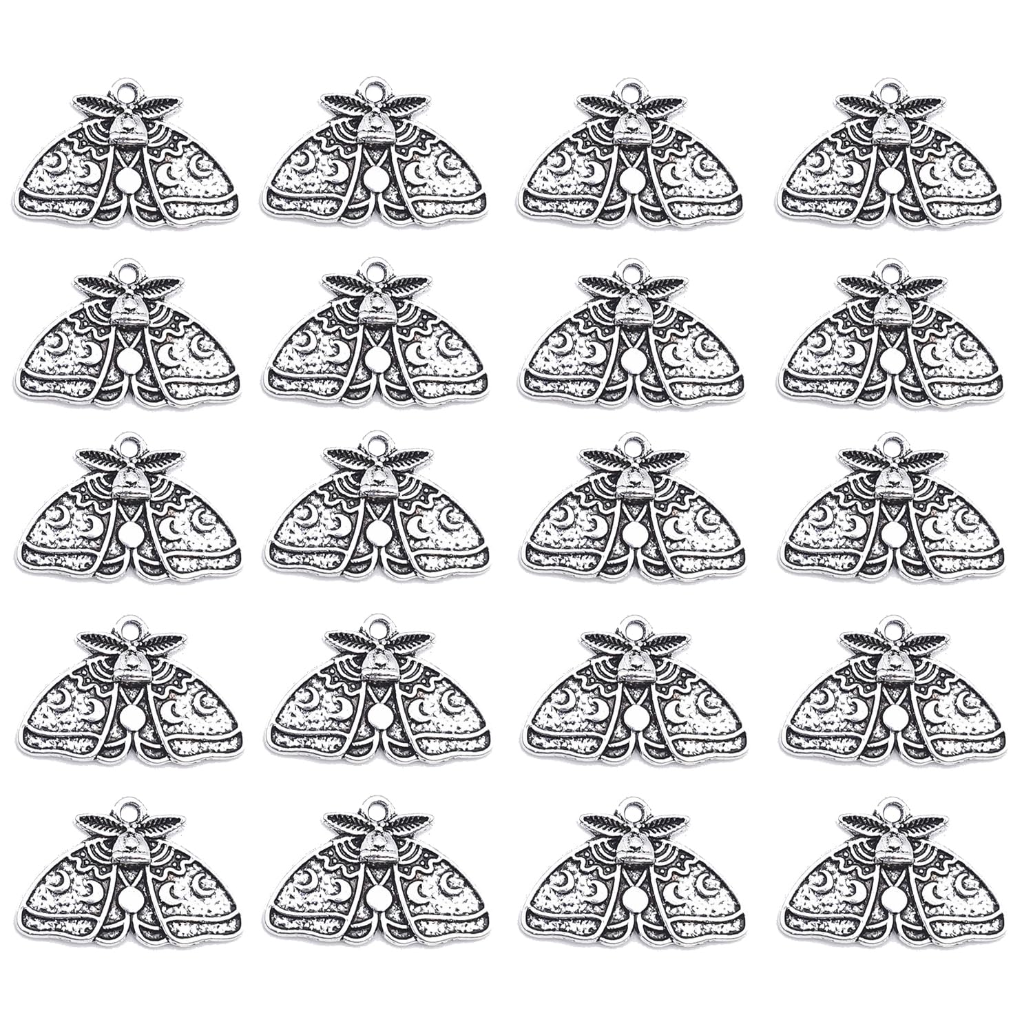 20pcs Moon Moth Charm, Luna Moth Pendants Alloy Drop Unique Charms Pendants for Valentine's Day DIY Bracelet Necklace Earring Keychains Jewelry Making, Alloy, No Gemstone