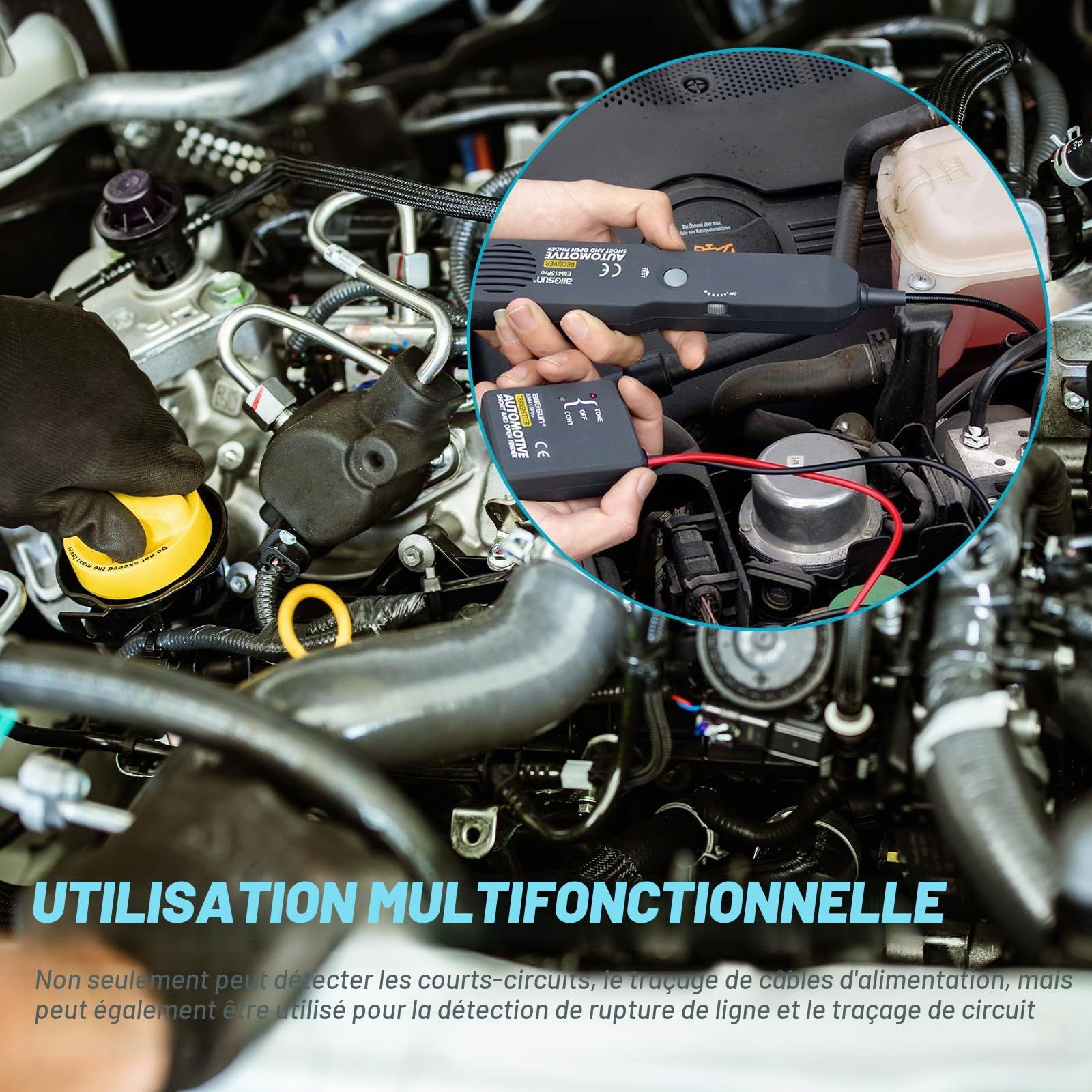 Em415pro DC 6-42 V Testeur de rupture de fil de voiture, traceur de câble, testeur de câble, détecteur de câble, appareil de recherche de rupture de câble, robot tondeuse pour détecter les systèmes de