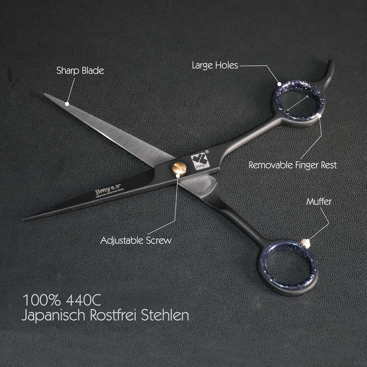 jimy Professional Hair Scissors 6.5" Stainless Steel Sharp, Smooth Hair Cutting Scissors for Women and Men (Barber Scissors) : Beauty & Personal Care
