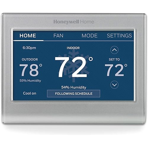 RTH9585WF1004 Wi-Fi Smart Color Thermostat, 7 Day Programmable, Touch Screen, Energy Star, Alexa Ready, Gray