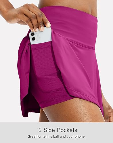 Vista 63 de SANTINY - Falda de tenis plisada para mujer, con 4 bolsillos, falda pantalón atlética con cintura alta, casual, para golf, correr Negro