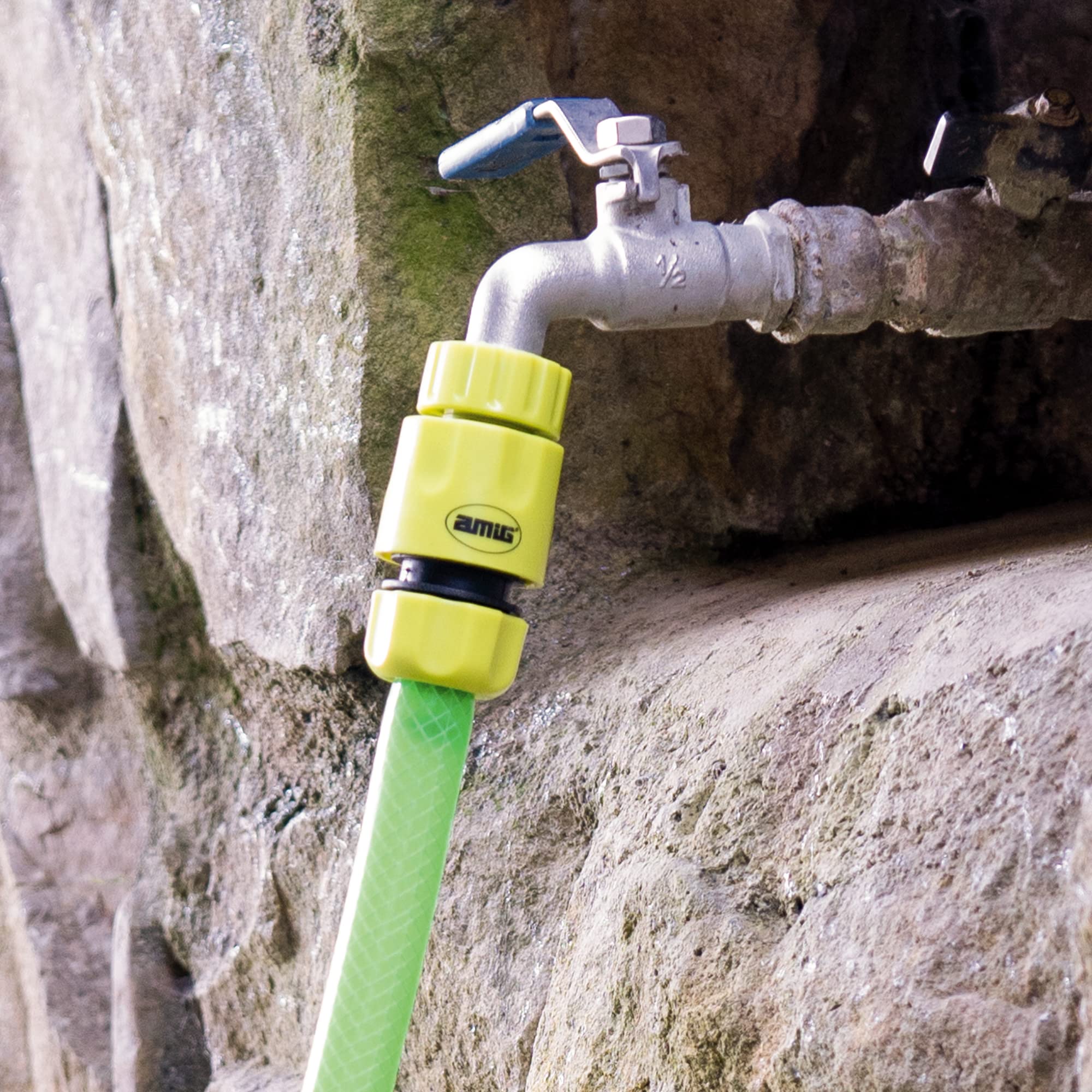 Amig Adattatore Per Rubinetto Con Tubo Flessibile - Raccordo Rapido Da 1 Pollice Per Tubo Da Giardino - Resistente Al Gelo E Ai Raggi UVA - ABS E Gomma Arancione