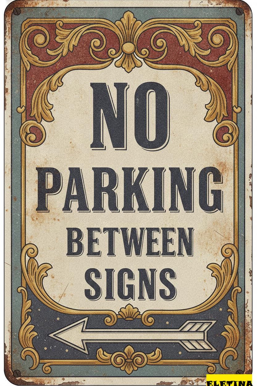 No Parking Between Signs Metal Wall Warning Sign School Bar Street Parking Lot Business Decor 8x12in
