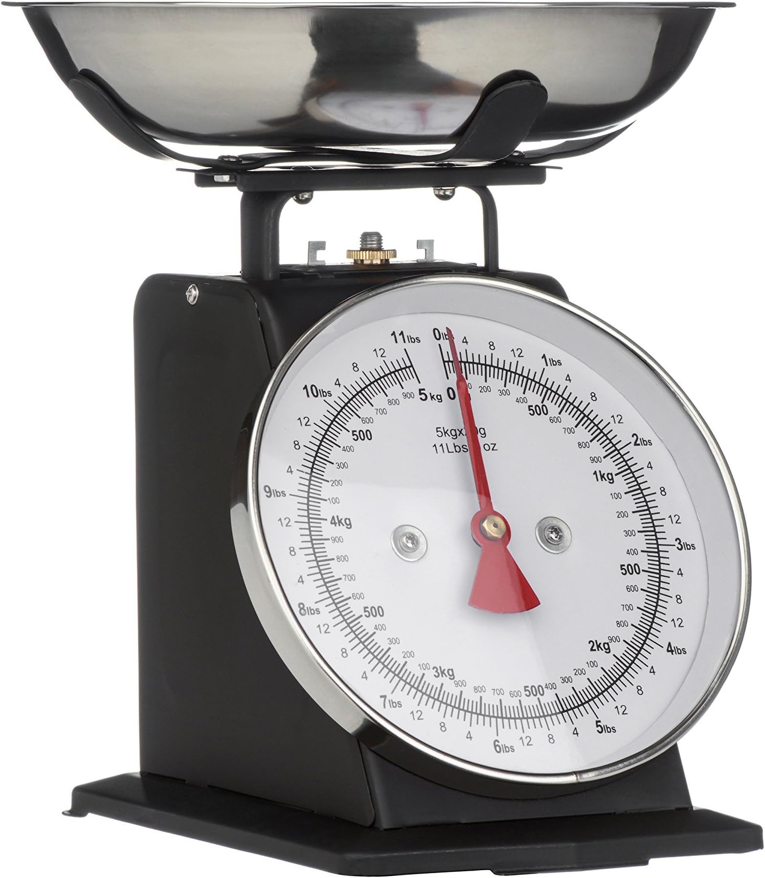 Premier Housewares Retro Kitchen Scales with Bowl Stainless Steel Food Cooking Scales 5kg Food Scales Weighing Kitchen Scale Bowl Black 26x22 x21