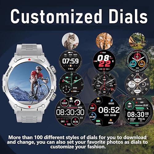 Miniatura 6 de Reloj inteligente militar para hombre, (respuestahacer llamadas), reloj inteligente con frecuencia cardíaca, SpO2, monitor de estrés, sueño,