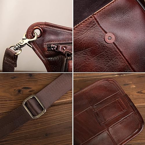 Miniatura 5 de Riñonera de senderismo de cuero para mujeres y hombres, motocicleta, viajes, deportes al aire libre, equitación, campamento, bolsa de hombro