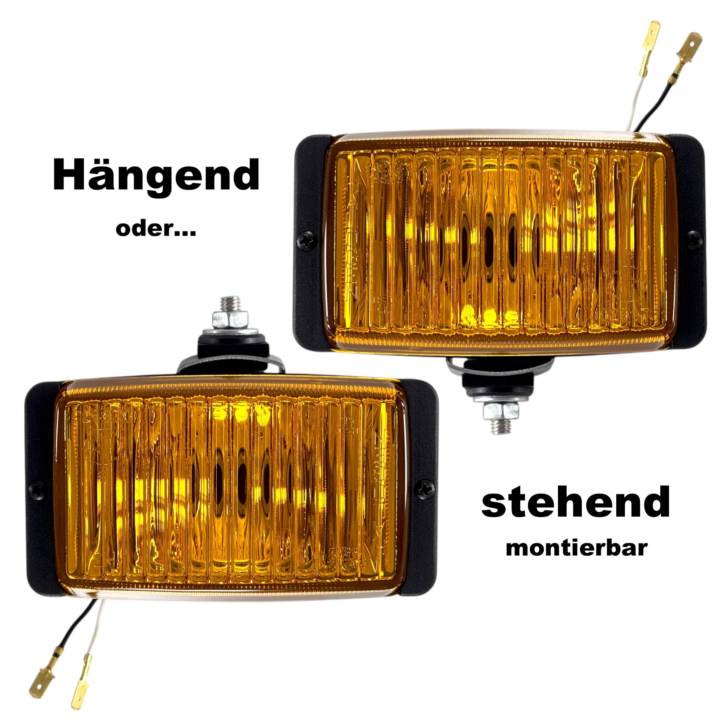 Set 2 Fari Fendinebbia H3 Gialli - 12V/24V Luci Supplementari Universali per Auto Camion Trattore Fuoristrada - Vetro Giallo Omologati E20 IP66 (Senza Lampadina)