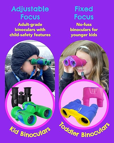 Miniatura 8 de Binoculares para niños de 8 x 21 pulgadas, color turquesa, de 3 a 12 años, a prueba de golpes para niños, óptica de alta resolución para observación