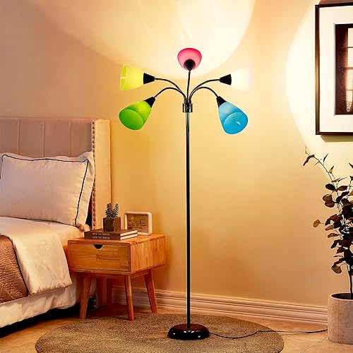 Miniatura 6 de Medusa - Lámpara de pie de decoración moderna, con cuello de cisne ajustable con múltiples cabezales, lámparas de luz brillante para leer, lámparas