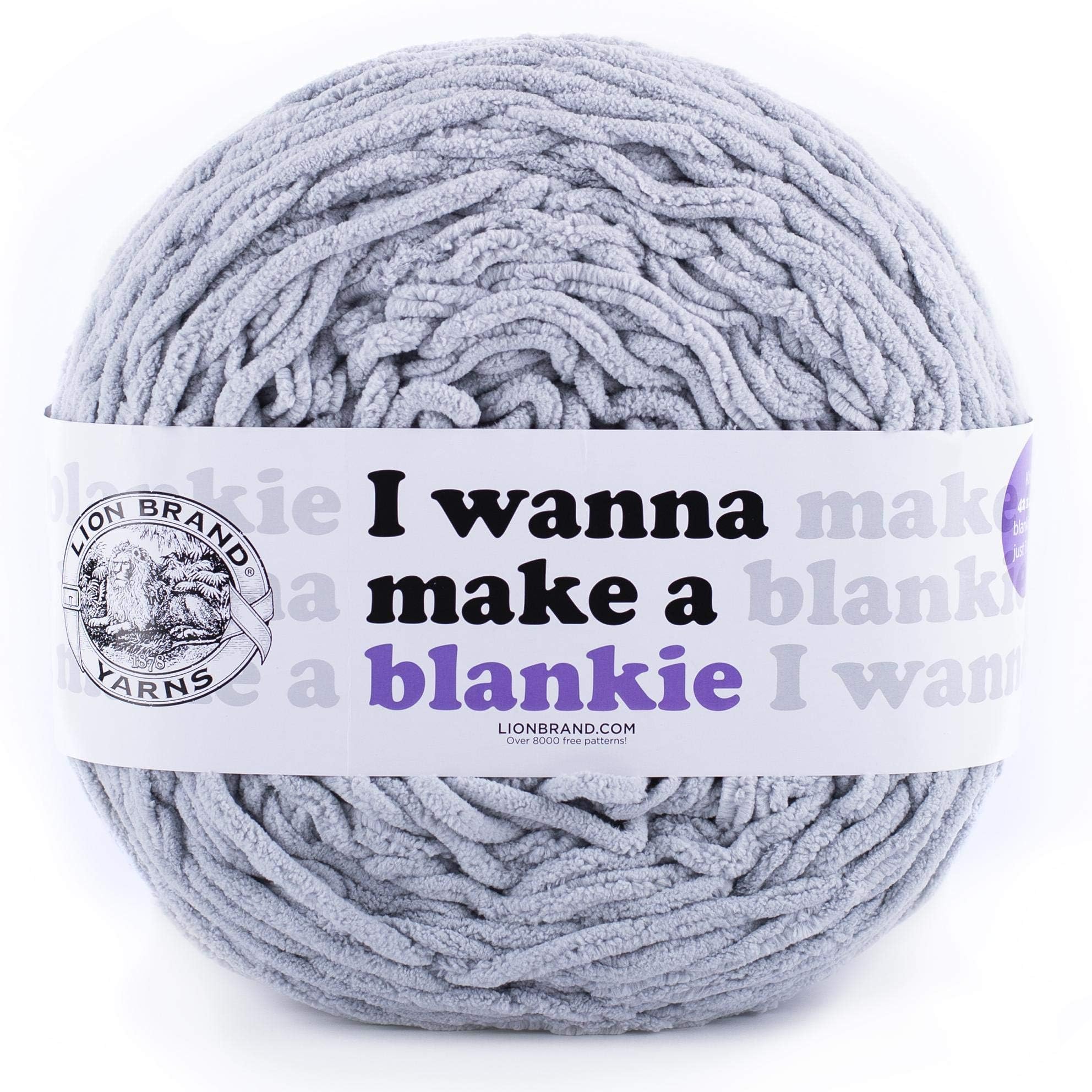 Lion Brand Yarn Company 532-150 I Wanna Make A Blankie Yarn, Pearl Grey, One Skein