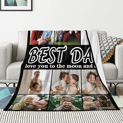Miniatura 2 de Youltar Regalos para el Día del Padre, manta personalizada con fotos, regalos para papá de parte de hija e hijo, manta con fotos personalizadas,
