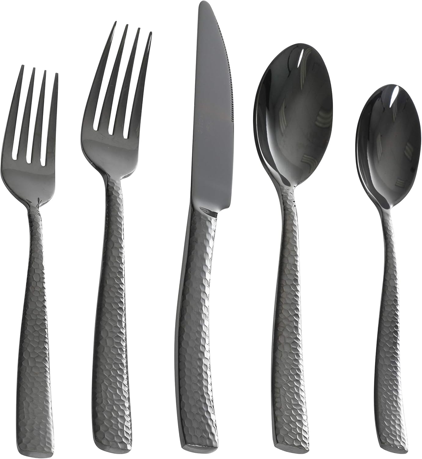 Gibson Elite Stonehenge 20-Piece Flatware Set, Service for 4 - Black w/Hammered Handle