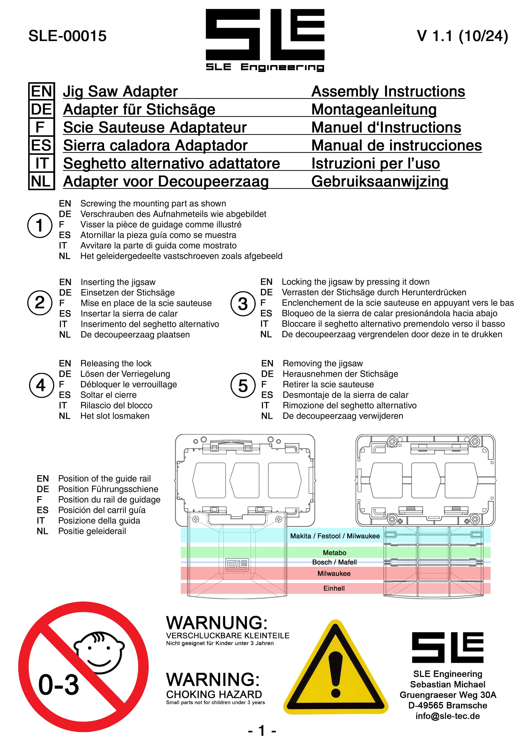 SLE Adaptateur de rail de guidage professionnel pour scie sauteuse sans fil Bosch GST 12 V-70 pour scie sauteuse Makita/Festool/Bosch/Mafell/Einhell/Milwaukee/Metabo