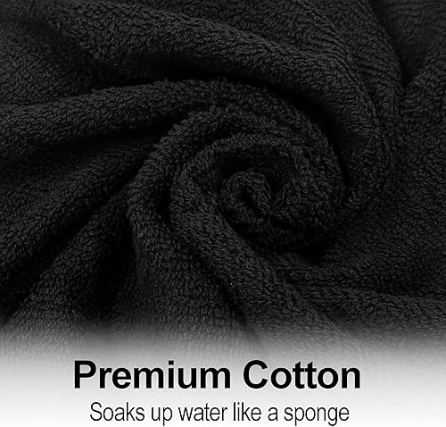 Miniatura 2 de Eurow Toallas de algodón para salón, suaves y absorbentes, 16 x 27 pulgadas, color negro, paquete de 24