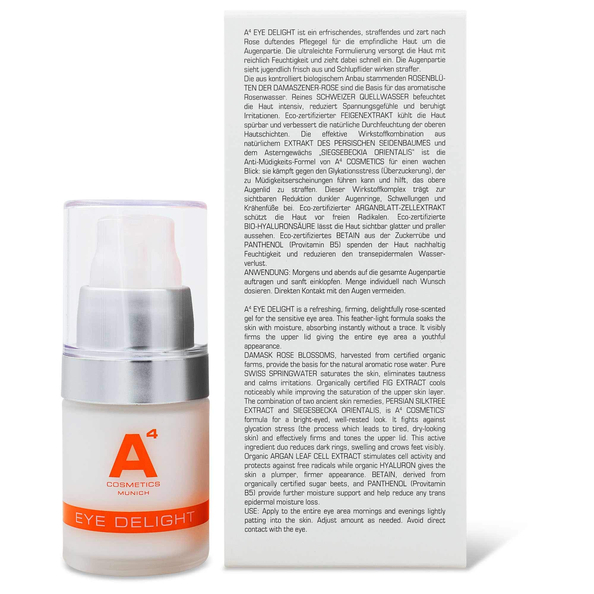 A4 – Augen Gel Anti Aging 15 ml – Straffende Augenpflege - EYE DELIGHT LIFTING GEL - Moisture Skincare
